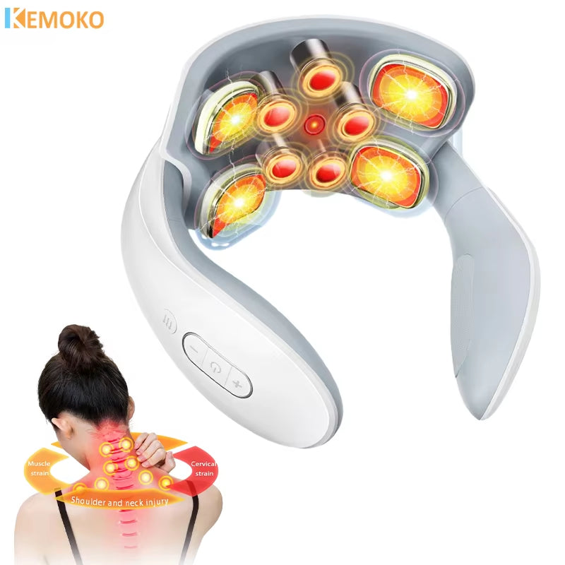 Smart Neck and Back Massager Device Shoulder Neck Massage Cervical Vertebra Vibrator Heating Relieve Pain Muscle Health Care