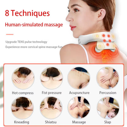 Intelligent Neck Massage Instrument Portable Shoulder Neck Massage Cervical Vertebra Health Care Vibrator Heating Compress Massage